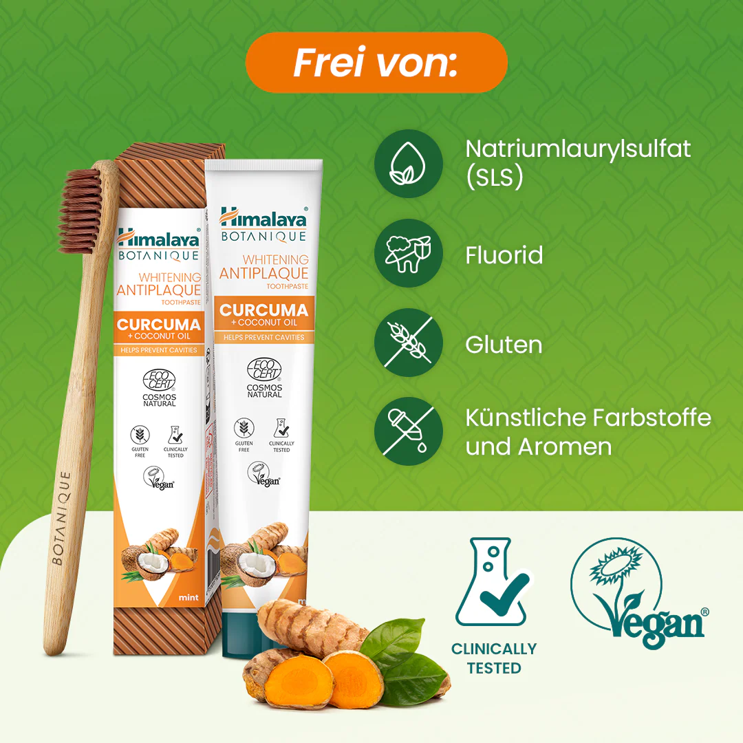 Himalaya Botanique Whitening Antiplaque Zahnpasta Kurkuma + Kokosnussöl 75 ml - Image 3