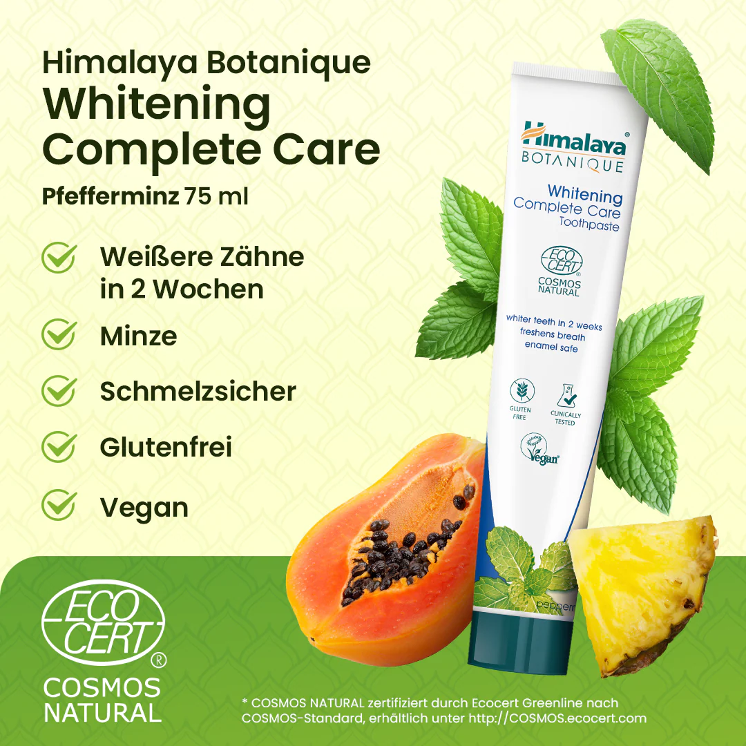 Himalaya Botanique Whitening Complete Care Zahnpasta – Pfefferminz 75 ml - Image 2